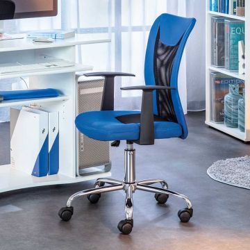 Bureaustoel Donny ergonomische rugleuning - blauw