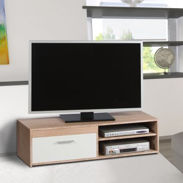 Tv-meubel Gamba 120cm met 1 deur - eik/wit 