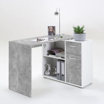 Bureau Albrecht 117cm - beton/wit