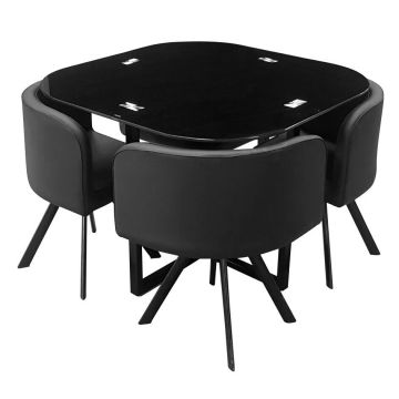 Seconde chance Table et chaises Kanna, 4 chaises - noir