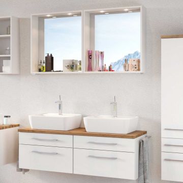 Set meuble lavabo double Dasa 120cm 4 tiroirs - blanc