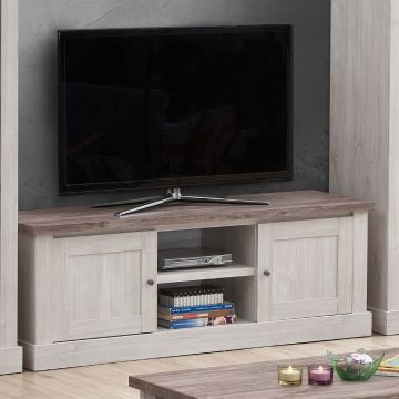 Tv-meubel Elayza 157cm, 2 deuren - witte eik 