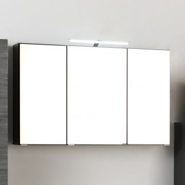 Spiegelkast Florent 120cm met 3 deuren & ledverlichting - grafiet