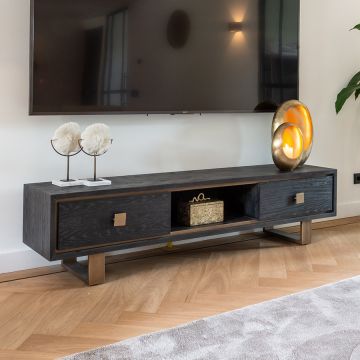 Tv-meubel Gunther 190cm 2 lades - zwart/goud 