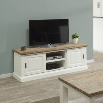 Tv-meubel Jover 155cm, 2 deuren - wit/eik decor