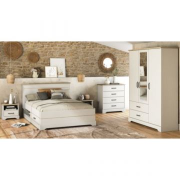 Ensemble de chambre à coucher Charme | Lit double, table de chevet, commode, armoire | Kronberg Oak design