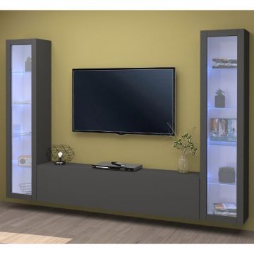 tv-meubelset Natasha | tv-meubel en vitrinekasten | Antracietkleurig