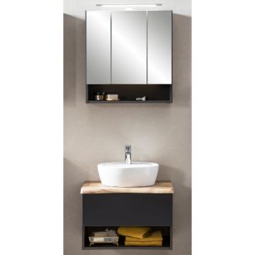 Ensemble de salle de bain Kaprun | Lavabo et armoire de toilette | Gris graphite