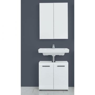 Combinaison salle de bain | Armoire de toilette et meuble lavabo | High Glossy White