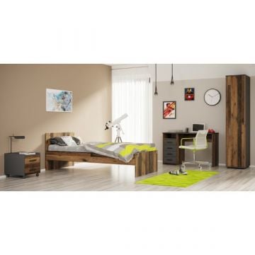 Ensemble de chambre d'adolescent Ramos | Lit simple, table de chevet, bureau, meuble colonne | Kastamonu design
