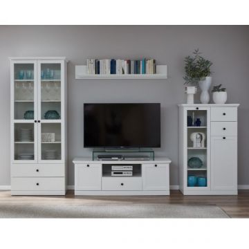 Woonkamerset Brandson Baxter | tv-meubel, vitrinekasten en plank | Wit