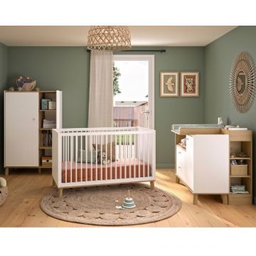 Babykamerset Alba | Babybed, kinderkledingkast, commode, verzorgingstafel, opbergkastje | Artisan Oak-design
