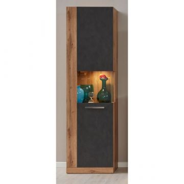 Vitrinekast Rock | 52 x 34 x 186 cm | Wotan Oak-decor / Matera finish