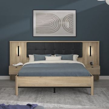 Lit double avec tête de lit Maximin | 140 x 190 cm | Krönberg Oak design