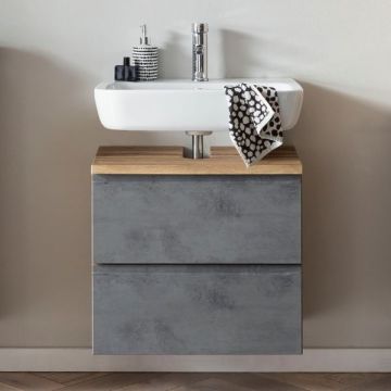 Meuble lavabo Varese | 60 x 47 x 56 cm | Wotan Oak / Concrete colour