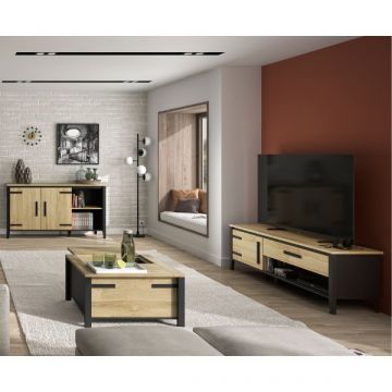Woonkamerset Cork | Salontafel, tv-meubel, dressoir | Gold Oak-design