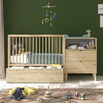 Kinderkamercombinatie Lison | Babybed, commode, verzorgingstafel | Artisan Oak-design