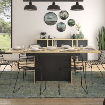 Table de salle à manger à rallonge Rafael | 205 x 90 x 77 cm | Noir