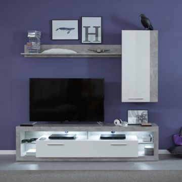 Woonkamerset Rock | tv-meubel, plank, hangkast | Stone Grey