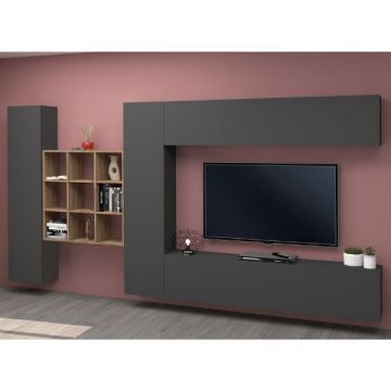 tv-meubelset Natasha | tv-meubel, opbergkasten, wandkast en opbergvakken | Antracietkleurig