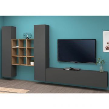 tv-meubelset Natasha | tv-meubel, opbergkasten en opbergvakken | Antracietkleurig
