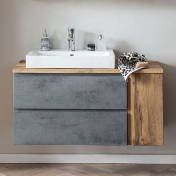Meuble lavabo Varese | 105 x 47 x 65 cm | Wotan Oak / Concrete colour
