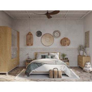 Slaapkamerset Craft | Tweepersoonsbed, kledingkast, nachtkastjes, commode | Bruin