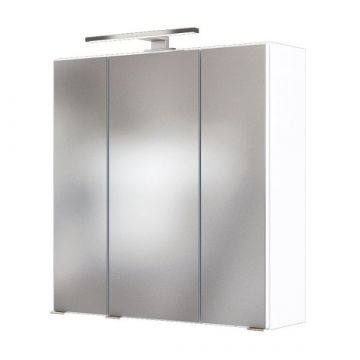Armoire de toilette Alphonse | Avec éclairage | 20 x 60 x 64 cm | Blanc brillant