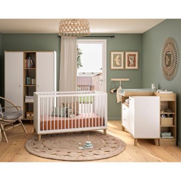 Ensemble de chambre de bébé Alba | Lit de bébé, commode, table à langer, armoire, penderie | Artisan Oak