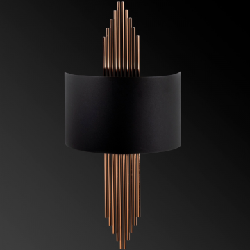 Opviq Wandlamp | Metalen behuizing | 35x10x22 cm Kapmaat | 75x10x22 cm Totale grootte | E27 Type fitting | IP20 | Zwart Koper