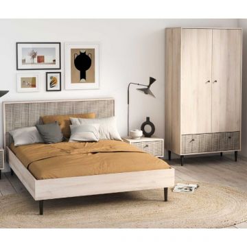 Slaapkamerset Sayuri | Twijfelaar, nachtkastje, kledingkast | Kronberg Oak-design