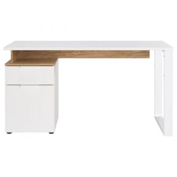 Bureau met opbergruimte Yannai | 140 x 61 x 74 cm | Oak White-design