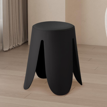 Tabouret Astin : Pieds en PP noir et assise en PU | 46x30x30cm