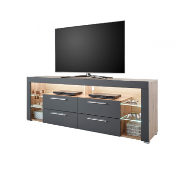 Tv-meubel Gazza 179cm met 4 lades - grijs/eik