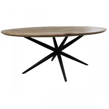 Table de salle à manger Bern ovale 180x100cm -  bois de manguier/noir