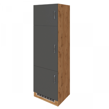 Keukenkast voor koelkast Sorrella 60cm 3 deuren - antraciet/eik