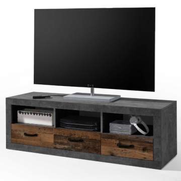 Tv-meubel Taro 3 lades & 3 vakken - beton/oud hout