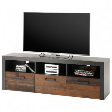 Tv-meubel Tarma met 3 lades - antraciet/oud hout