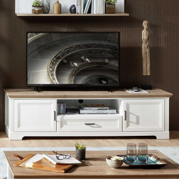 TV-meubel Samine 193cm 2 deuren & 1 lade - wit/eik