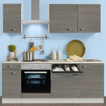 Kitchenette Bistrot 210 cm avec espace pour lave-vaisselle et cuisinière encastrée avec four-bois de pin/champagne