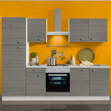 Kitchenette Bistrot 270 cm avec espace pour cuisinière avec four et combi réfrigérateur-congélateur-bois de pin/champagne