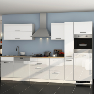 Kitchenette Ragnar 330cm met koelkast, oven en vaatwas - hoogglans wit