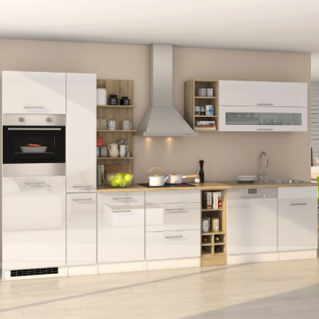 Kitchenette Ragnar 340cm met vaatwas, oven en koelkast - hoogglans wit