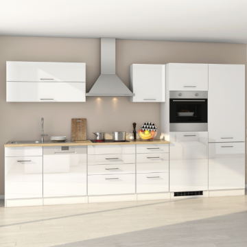 Kitchenette Ragnar 360cm met koelkast-diepvries, oven en vaatwas - hoogglans wit