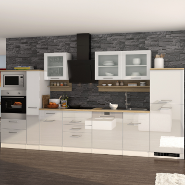 Kitchenette Ragnar 370cm met oven, microgolf, vaatwas en koelkast - hoogglans wit