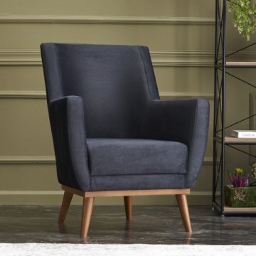 Stijlvolle en comfortabele Wing Chair | Antraciet Fluweel | Beukenhouten poten