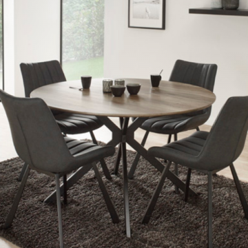 Table de salle à manger Rodez 120cm - chêne/noir