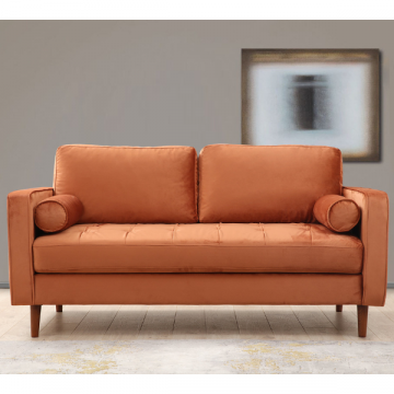 Comfortabele 2-zitsbank | Uniek ontwerp, Beukenhouten frame, Oranje kleur