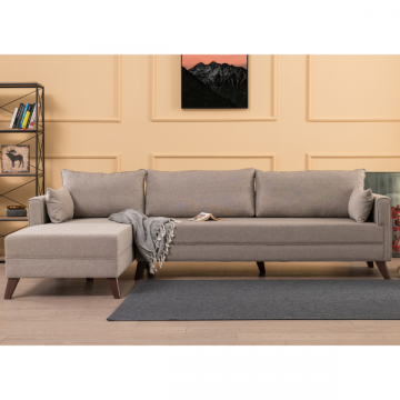 Canapé d'angle Ultimate Comfort - Cadre en bois, tissu polyester - Couleur crème