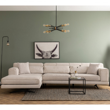 Canapé d'angle beige confortable | Dossier réglable | Design élégant